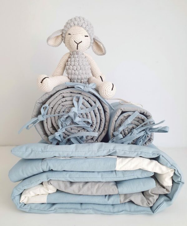 Kit Chichonera reversible lisa y acolchado patch en tussor - Imagen 6